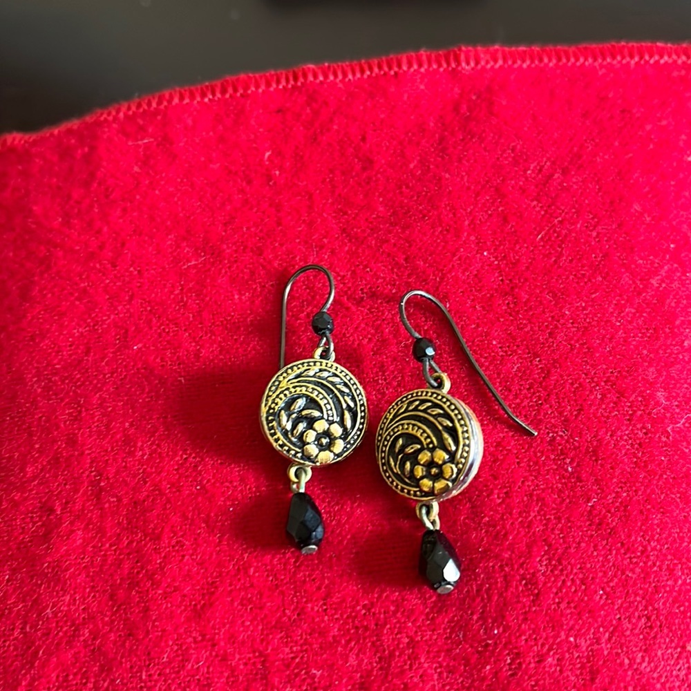 Antique button earrings